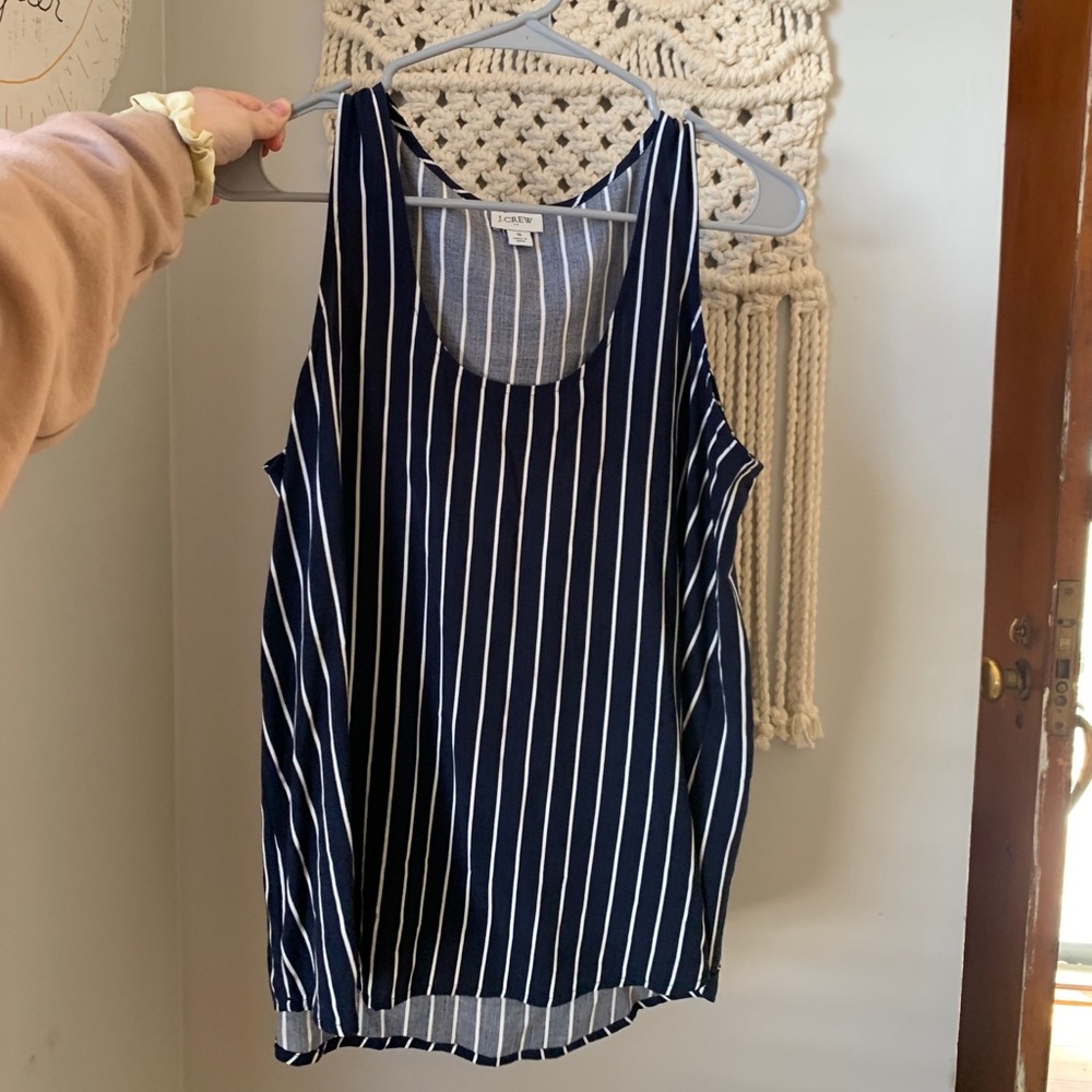 J. Crew navy & white pinstripe tank size small